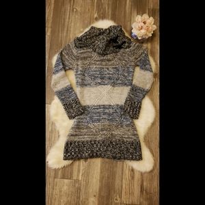 BOGO Blue Heart Cowl neck Tunic Sweater